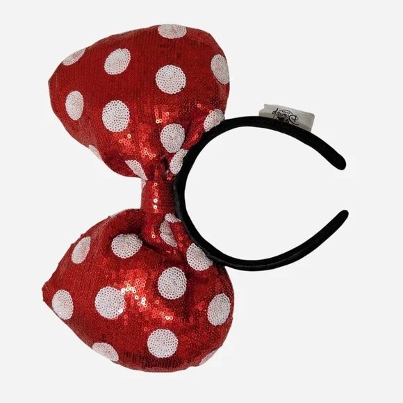 Pre-owned Disney Red and White Sequin Bow Headband - Picture 4 of 4